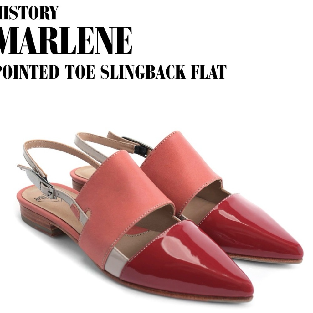 Fluevog History Marlene Pointed Toe Slingback Flats - Pink